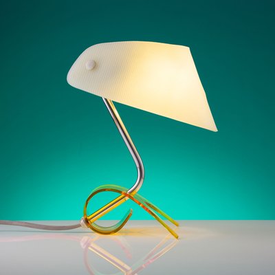 Vintage Yellow Acrylic Table Lamp attributed to Apolinary Galecki, 1960s-QBR-1421704