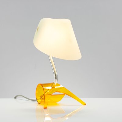 Vintage Yellow Acrylic Table Lamp attributed to Apolinary Galecki, 1960s-QBR-1421704