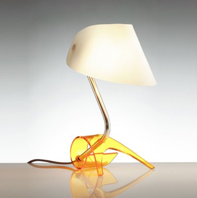 Vintage Yellow Acrylic Table Lamp attributed to Apolinary Galecki, 1960s-QBR-1421704