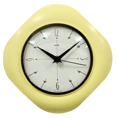 Vintage Yellow Bakelite Wall Clock from Metamec, 1970s-CGF-1785056