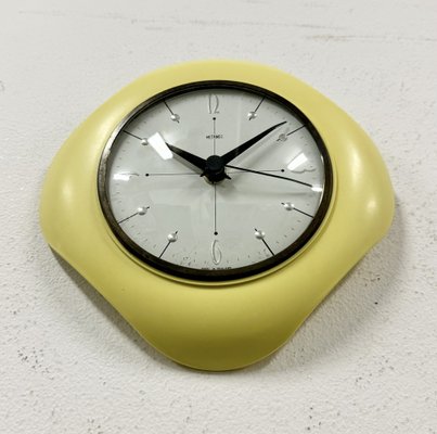 Vintage Yellow Bakelite Wall Clock from Metamec, 1970s-CGF-1785056