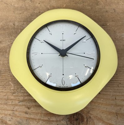 Vintage Yellow Bakelite Wall Clock from Metamec, 1970s-CGF-1785056