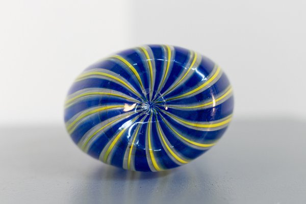 Vintage Yellow & Blue Murano Glass Vase by Paolo Venini, 1950s-RCE-1162177