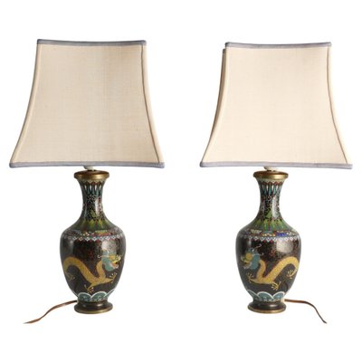 Vintage Yellow Dragon Table Lamps, Set of 2-RUK-1821679