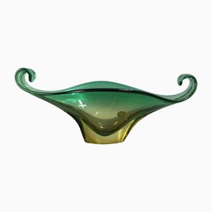 Vintage Yellow & Green Murano Blown Glass Bowl, 1960s-UWE-1779507