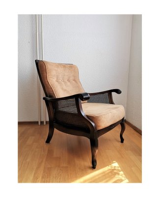 Vintage Yugoslavian Wicker Lounge Chair in Regency Style, 1980s-NKJ-1295550