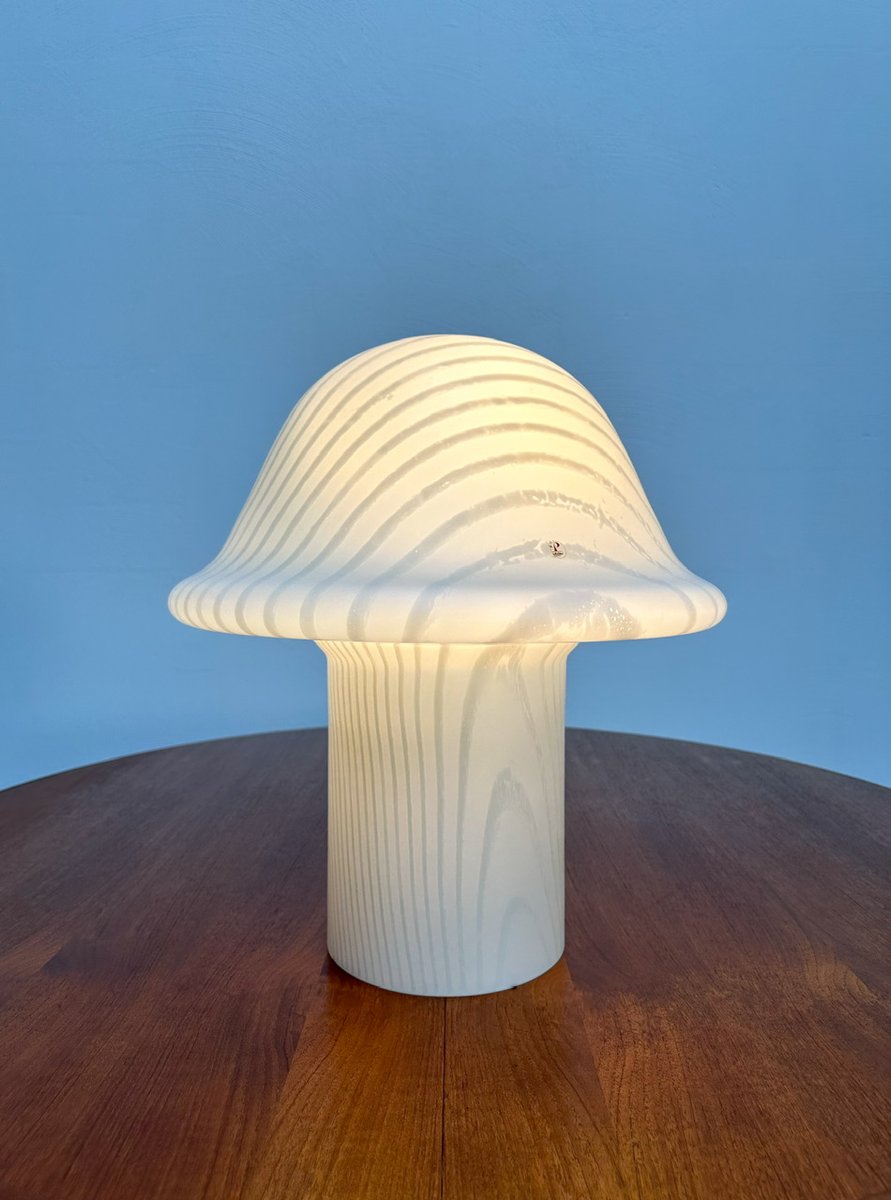 Vintage Zebra Mushroom Glass Table Lamp from Peill & Putzler, 1970s