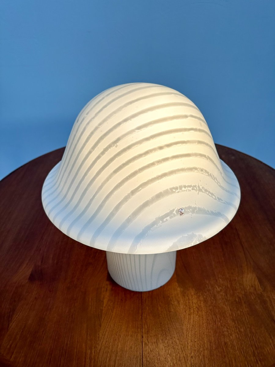 Vintage Zebra Mushroom Glass Table Lamp from Peill & Putzler, 1970s