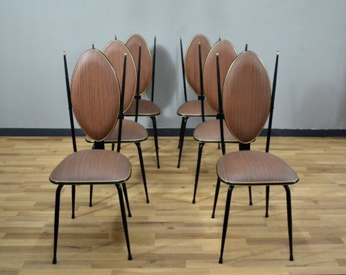 Vinyl & Steel Dining Chairs by Umberto Mascagni, 1950s, Set of 6-QZZ-746630