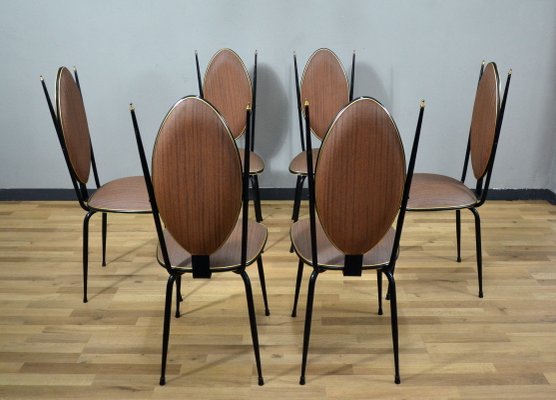 Vinyl & Steel Dining Chairs by Umberto Mascagni, 1950s, Set of 6-QZZ-746630