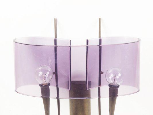 Violet Acrylic Glass & Brass Wall Sconces from Stilux Milano, 1960s, Set of 2-RD-1779981