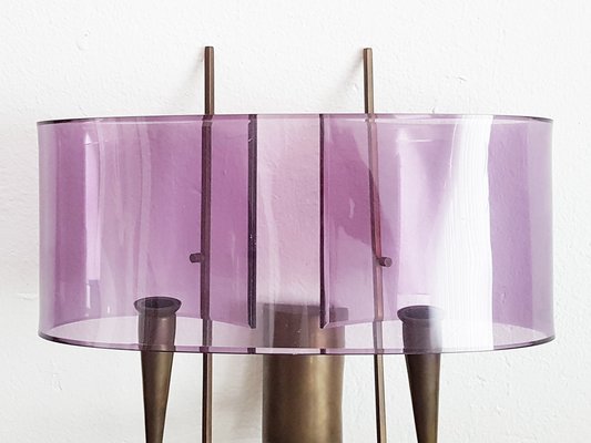 Violet Acrylic Glass & Brass Wall Sconces from Stilux Milano, 1960s, Set of 2-RD-1779981