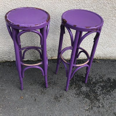 Violet Bistro Stools in the Style of Thonet, 1980s, Set of 2-SDV-754267