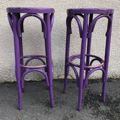 Violet Bistro Stools in the Style of Thonet, 1980s, Set of 2-SDV-754267