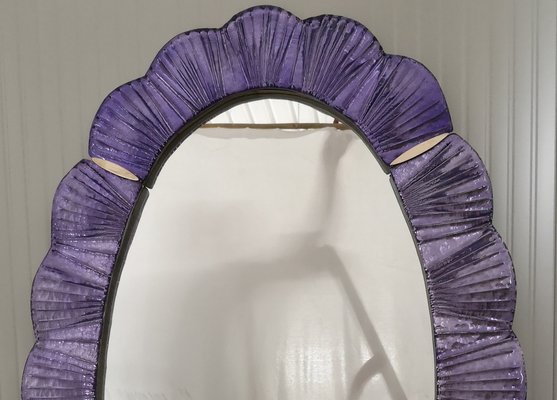 Violet Murano Glass and Brass Wall Mirror, 1990s-UH-1408524