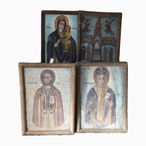 Virgin and Child, Early 1800s, Oil Paintings on Canvases, Framed, Set of 4-ULU-1726517