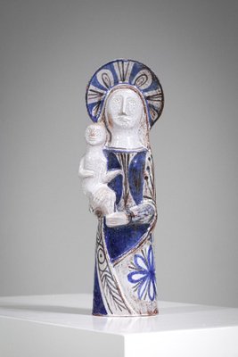 Virgin and Child in Ceramic attributed to Jean Derval, 1960s-YU-1808223