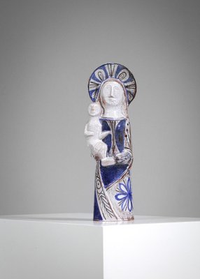 Virgin and Child in Ceramic attributed to Jean Derval, 1960s-YU-1808223