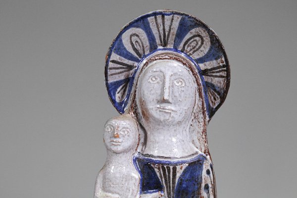 Virgin and Child in Ceramic attributed to Jean Derval, 1960s-YU-1808223