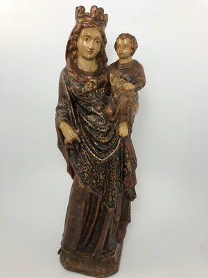 Virgin & Child, Late 18th Century, Polychrome Wood-QKG-1407586