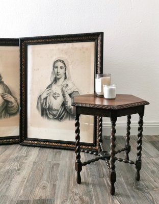 Virgin Mary and Jesus, Large Engravings, 19th Century, Set of 2-FW-1793813