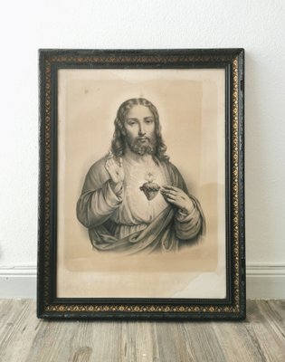 Virgin Mary and Jesus, Large Engravings, 19th Century, Set of 2-FW-1793813