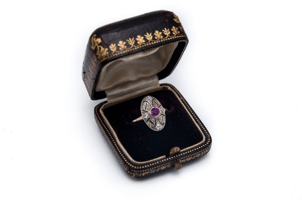 Vitage Art Deco Ring with Ruby, 1920s