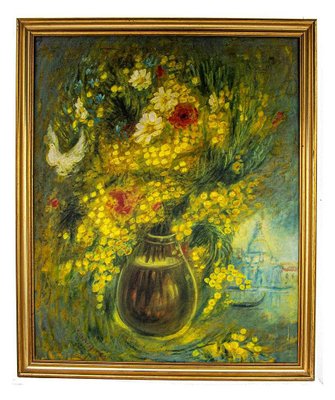 Vito Mirza - Mimosa and Field Flowers - Original Oil Painting - 1989-ZCI-870758