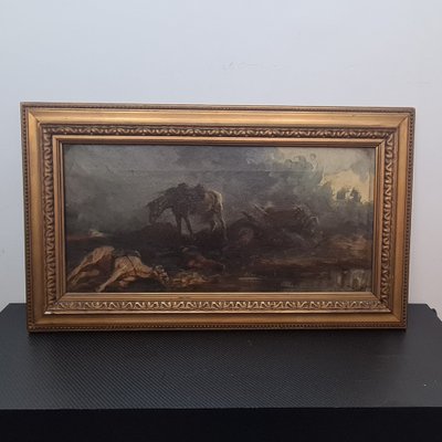 Vittorio Cajani, Battle Scene, 19th Century, Oil on Canvas, Framed-RPW-1813590