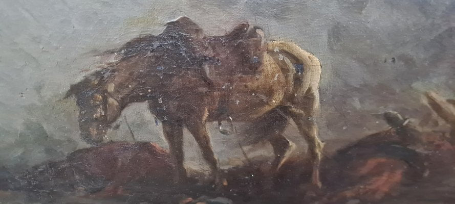 Vittorio Cajani, Battle Scene, 19th Century, Oil on Canvas, Framed-RPW-1813590