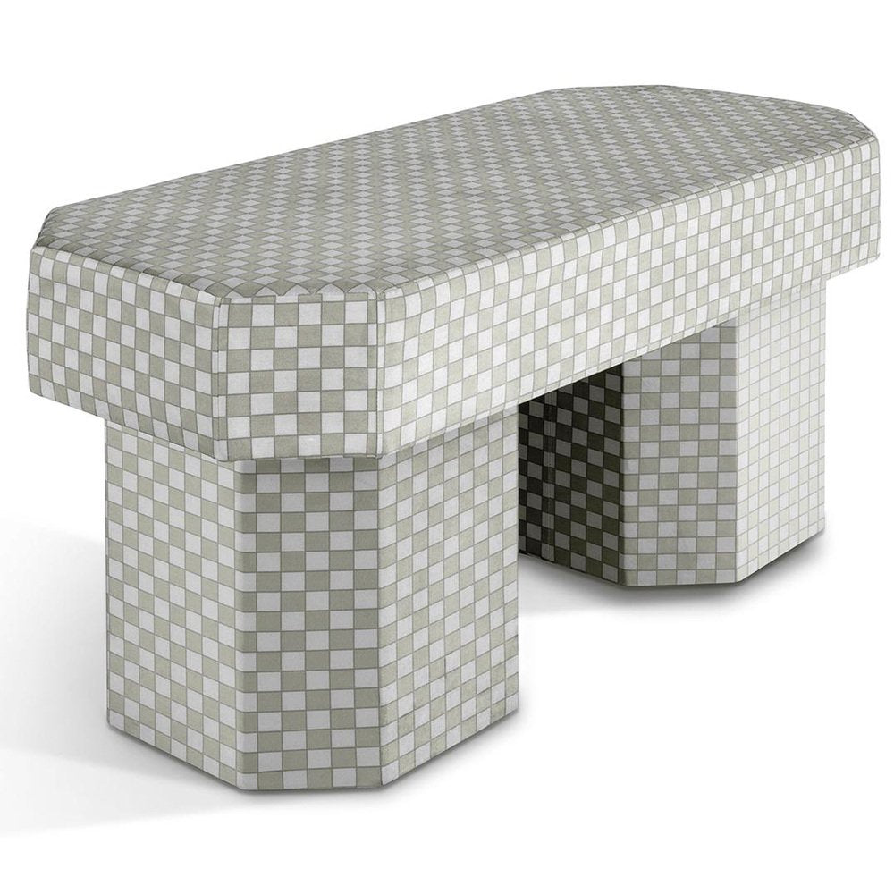 Viva Checkerboard Beige and White Bench by Houtique