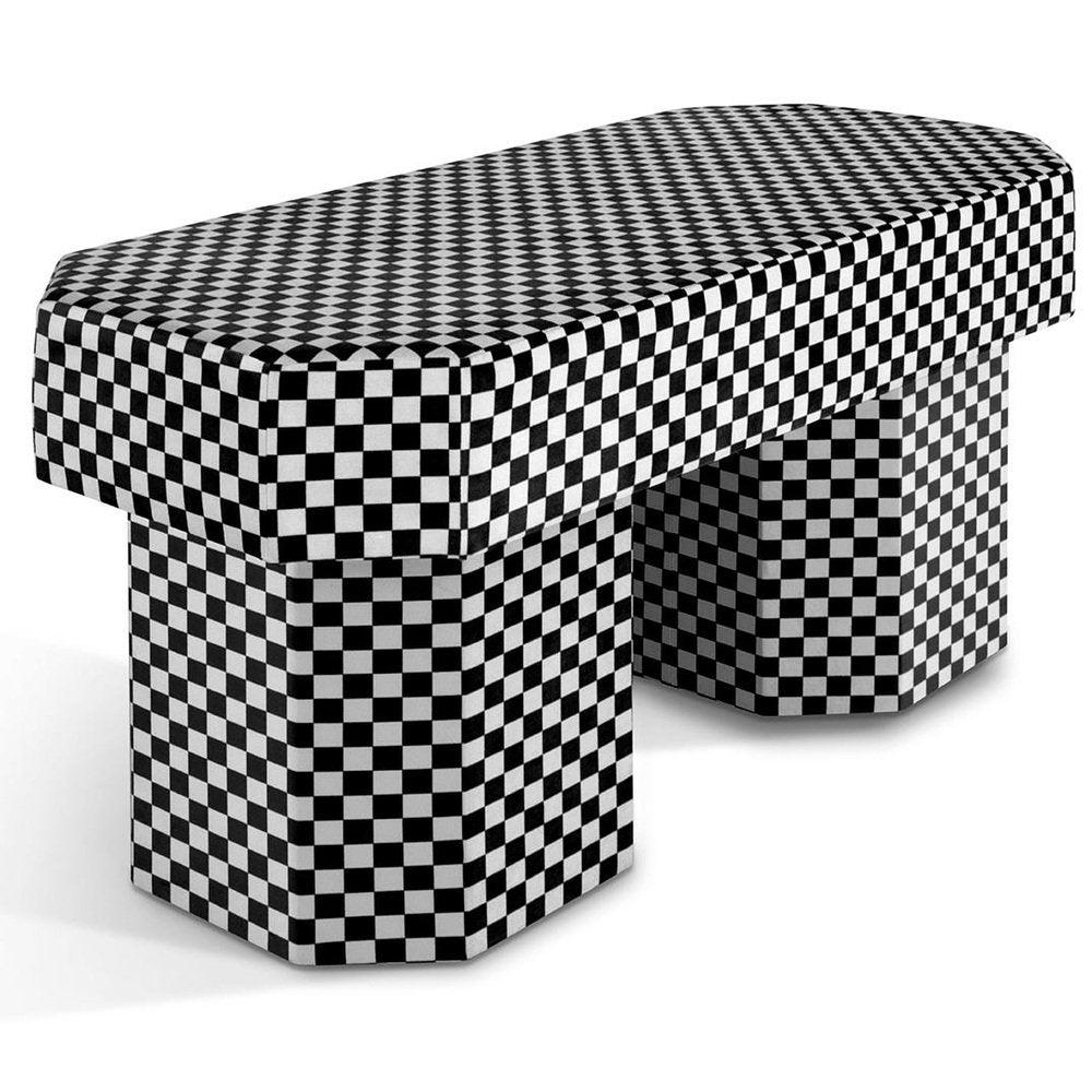 Viva Checkerboard Black White Bench by Houtique