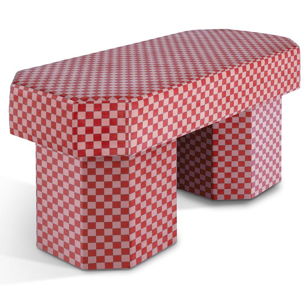 Viva Checkerboard Red and Pink Bench by Houtique