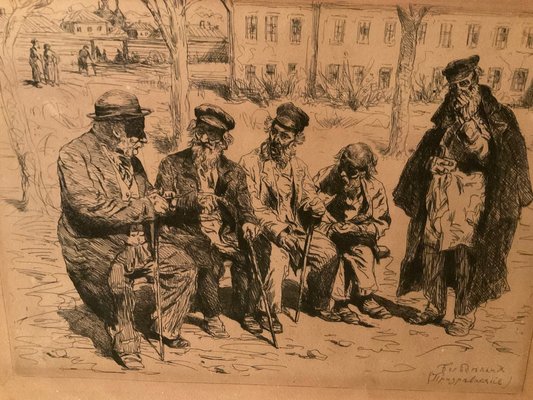 Vladimir Egorovich Makovsky, Jewish Hospice, 1800s, Lithograph-OZS-1396963