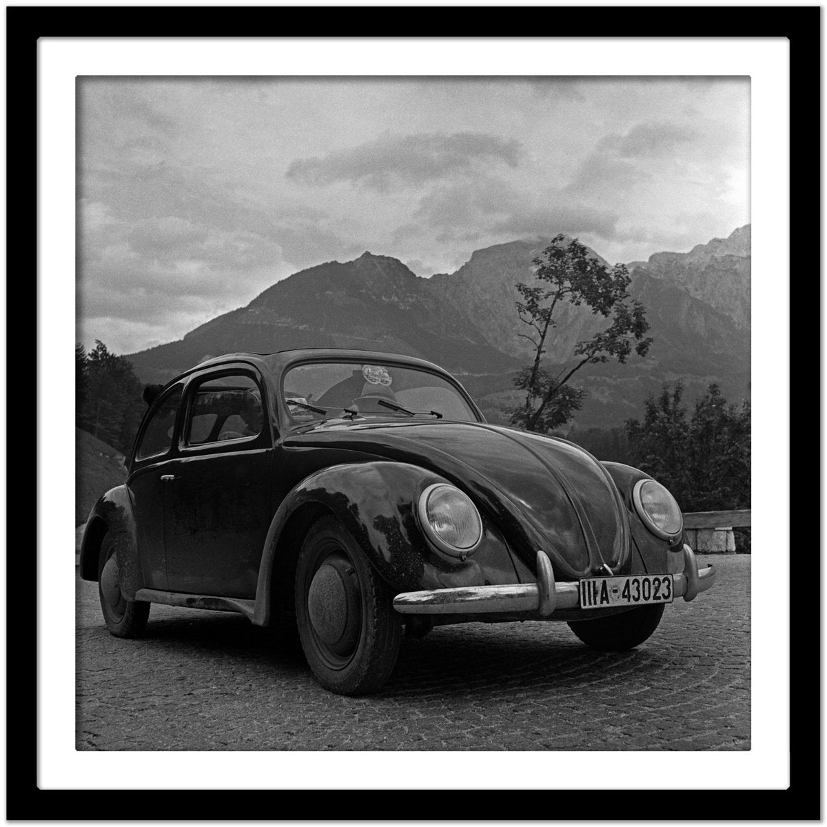 Volkswagen Beetle Parking Close to Mountains, Germany, 1939, Printed 2021