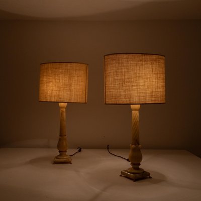 Volterra Alabaster Table Lamps, 1970s, Set of 2-SXX-1796195