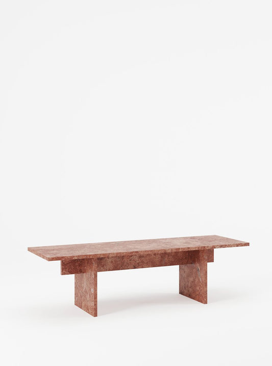 Vondel Coffee Table Handcrafted in Red Unfilled Travertine