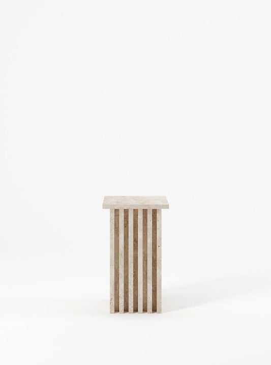 Vondel Side Table Handcrafted in Natural Honed Travertine by Kevin Frankental for Lemon