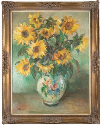 Vrbova Miloslava Prof. Zinkovy, Sunflowers, Oil on Canvas, Mid-20th Century-ZCI-2032686