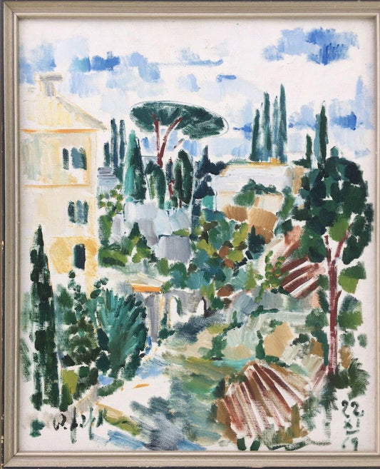 W. Fefek, Lake Garda, 1969, Oil on Cardboard