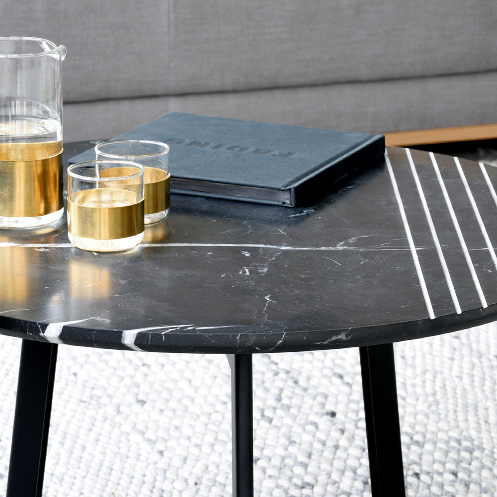 Round Coffee Table Groove by Vincent Sheppard #Ø72 x H34 / Nero marquina marble / Black