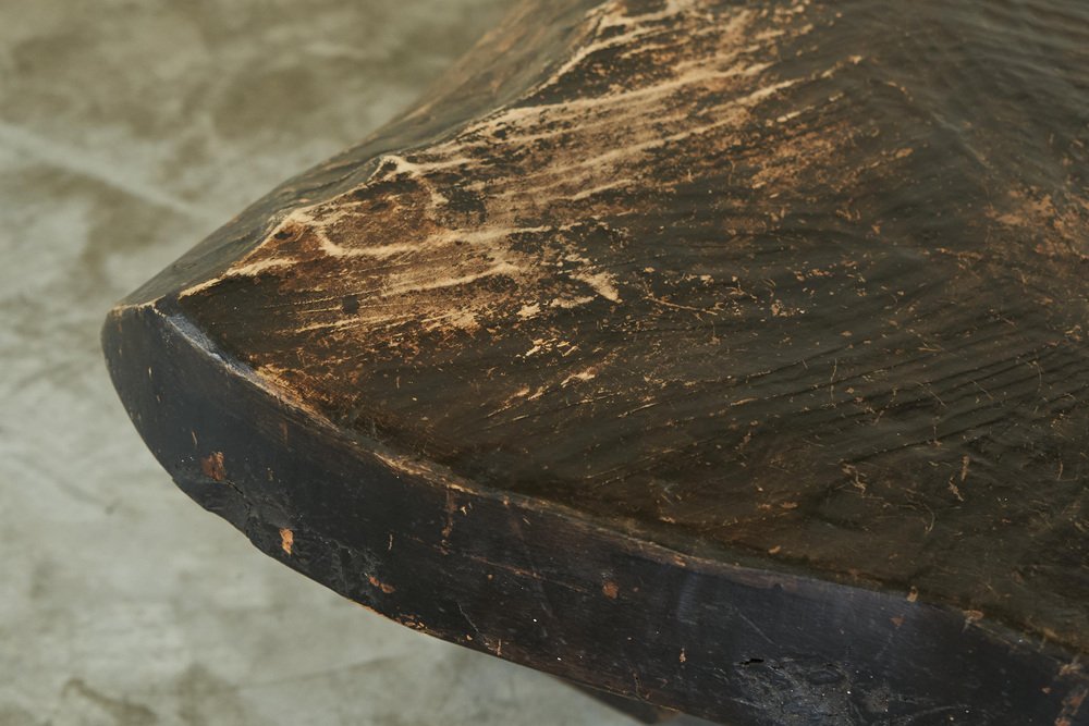 Wabi Sabi Live Edge Coffee Table in Dark Stained Wood, 1940s