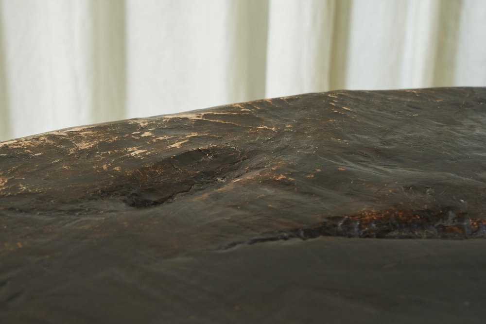 Wabi Sabi Live Edge Coffee Table in Dark Stained Wood, 1940s