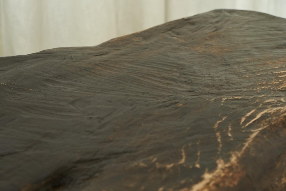 Wabi Sabi Live Edge Coffee Table in Dark Stained Wood, 1940s