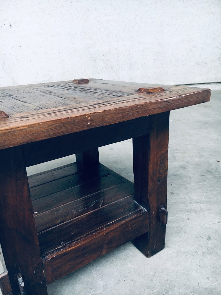 Wabi Sabi Style Oak Side Table, France, 1930s