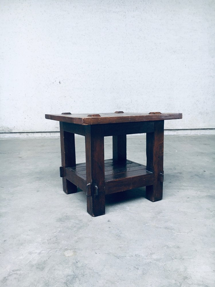 Wabi Sabi Style Oak Side Table, France, 1930s