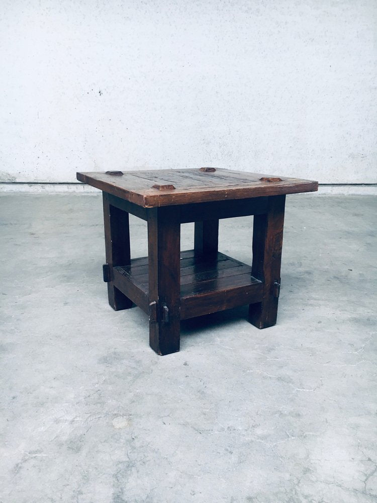 Wabi Sabi Style Oak Side Table, France, 1930s