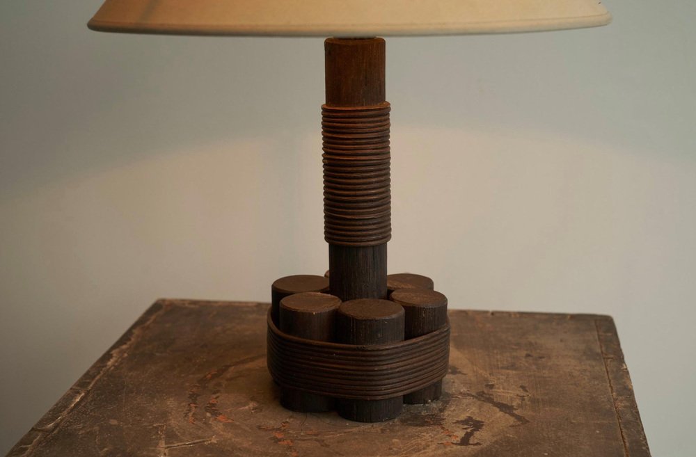 Wabi Sabi Table Lamp in Bamboo and Rattan, 1950s