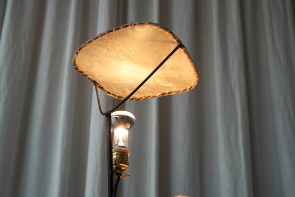 Wabi Sabi Table or Floor Lamp in Wrought Iron and Parchment, 1940s-FEW-2024195