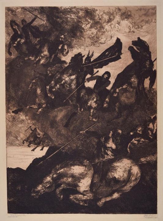 Walkürenritt (the Ride of the Valkyries) - Original Etching by Albert Welti 1890